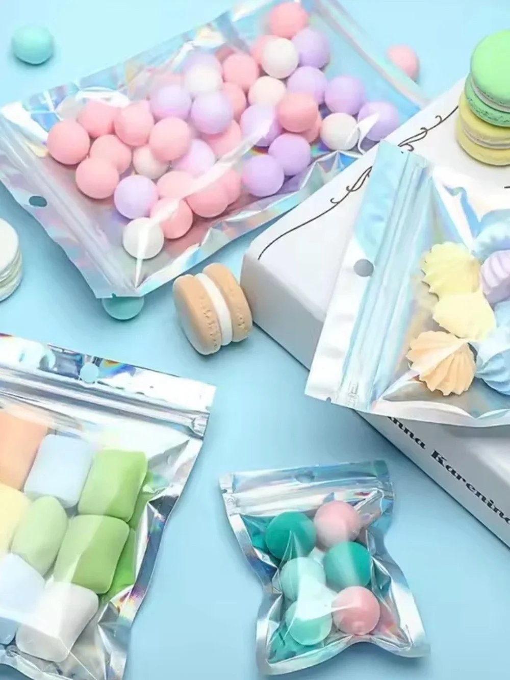 Holographic Iridescent Resealable Party Bags - 50 Pack